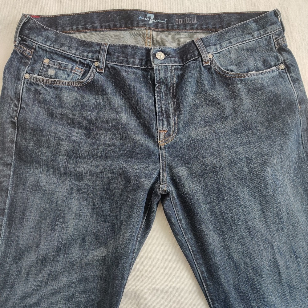 7 For All Mankind Bootcut Jeans Mens Size 40 Dark Wash Denim Cotton Pocket Flaps - Picture 5 of 14